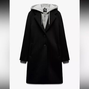 Zara combined hooded coat
